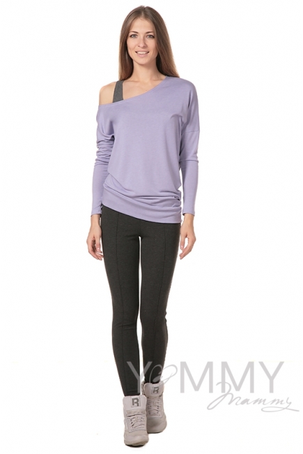 Леггинсы утепленные с начесом темно-серый меланж для беременных