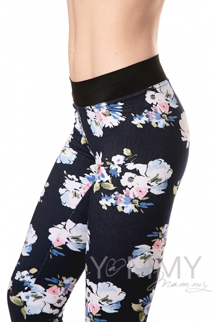 Джегинсы универсальные джинса с белыми цветами для кормящих