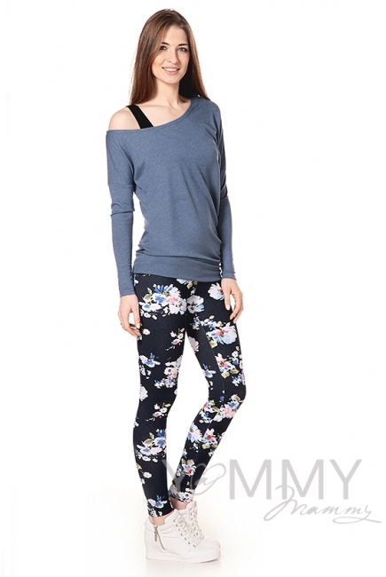 Джегинсы универсальные джинса с белыми цветами для кормящих