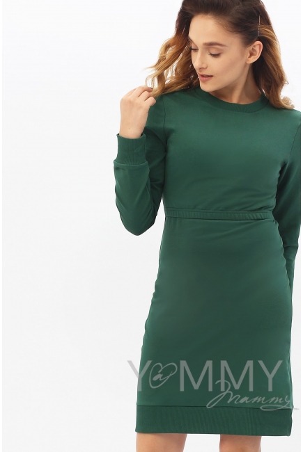 Платье-футляр для кормящих и беременных, малахит