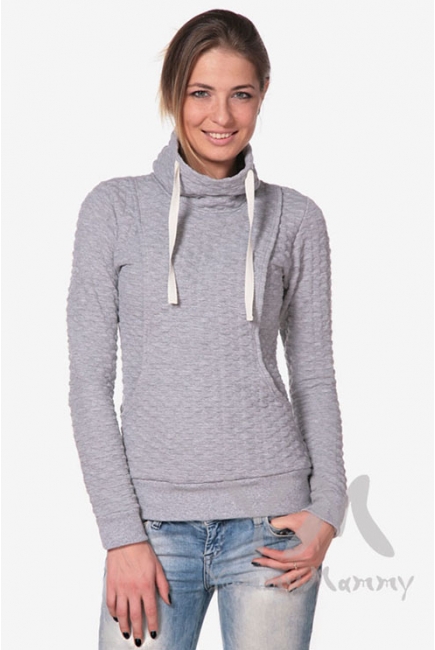 Толстовка с высоким горлом для кормящих и беременных, цвет серый меланж