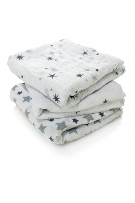 Муслиновые пеленки для новорожденных Aden&Anais средние, набор 3, Twinkle