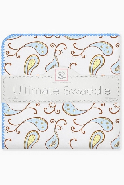Фланелевая пеленка для новорожденного SwaddleDesigns Pstl Blue Paisley Фланелевая пеленка для новорожденного SwaddleDesigns Pstl Blue Paisley