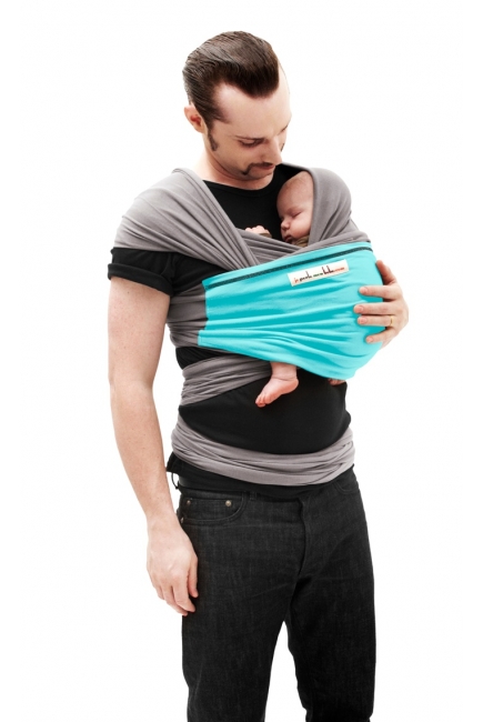 Слинг-шарф JPMBB трикотажный, цвет "светло-серый-бирюза"