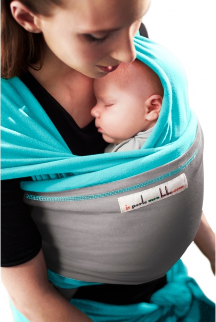 Слинг-шарф JPMBB трикотажный, цвет "бирюза-светло-серый"