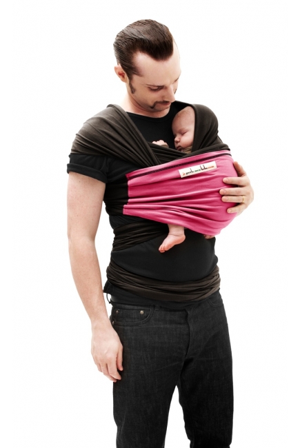 Слинг-шарф JPMBB трикотажный, цвет "темно-коричневый - фуксия"