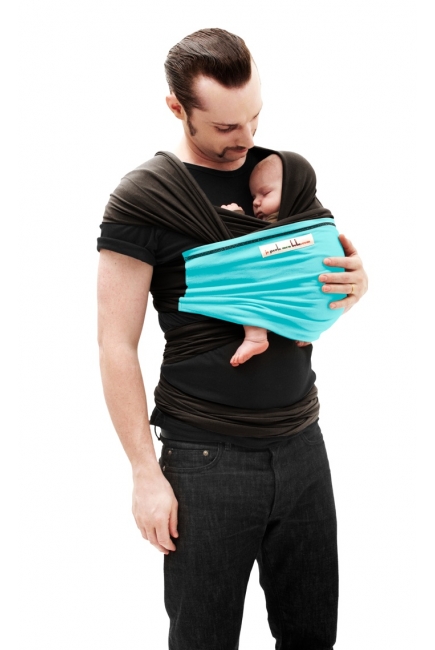 Слинг-шарф JPMBB трикотажный, цвет "темно-коричневый-бирюза"