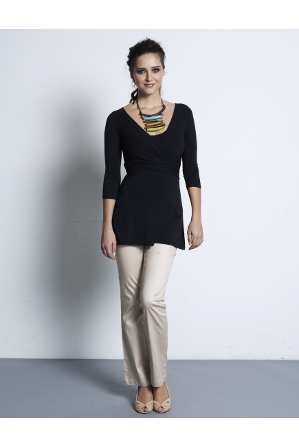 Топ для кормления Mothers en Vogue "Wrap Top", рукав 3/4, цвет черный