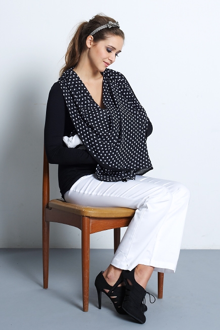 Топ для кормления Mothers en Vogue "Infinity Scarf", черный в горошек