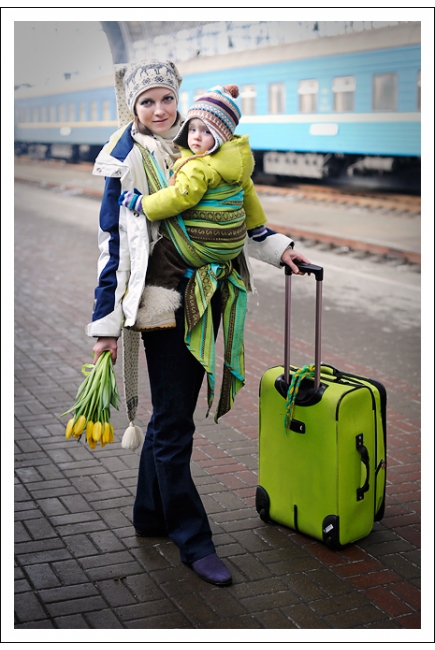 Слинг-шарф Ellevill Zara Tricolor Green со льном