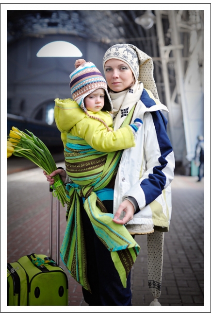Слинг-шарф Ellevill Zara Tricolor Green со льном