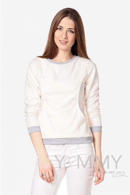 Джемпер для кормящих и беременных флисовый, цвет экрю