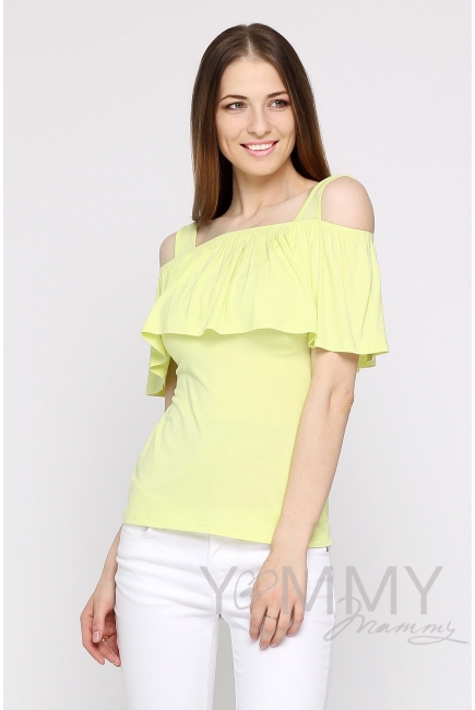 Топ для беременных и кормящих с воланом, цвет светло-желтый
