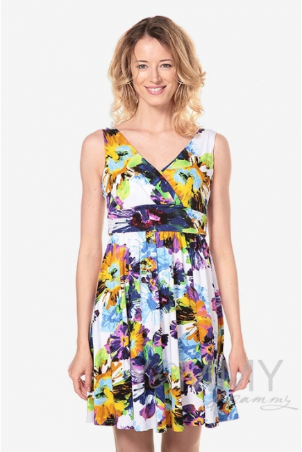 Платье-сарафан с лифом на запах для кормящих и беременных, крупные цветы