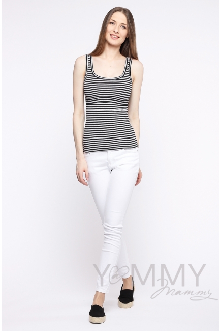 Майка для беременных и кормящих, в серую/черную полоску