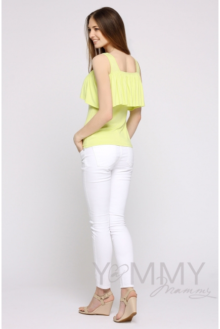 Топ для беременных и кормящих с воланом, цвет светло-желтый