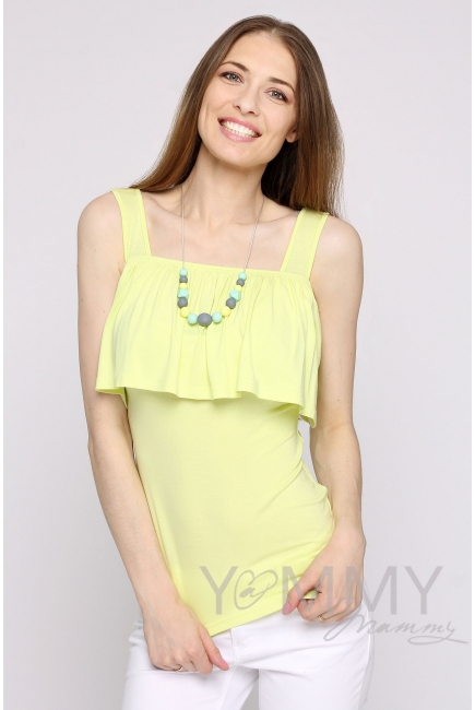 Топ для беременных и кормящих с воланом, цвет светло-желтый