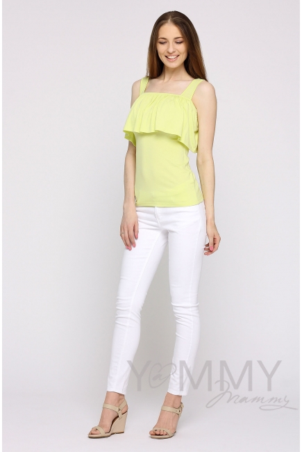 Топ для беременных и кормящих с воланом, цвет светло-желтый