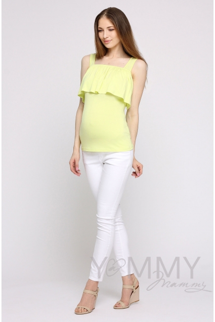 Топ для беременных и кормящих с воланом, цвет светло-желтый