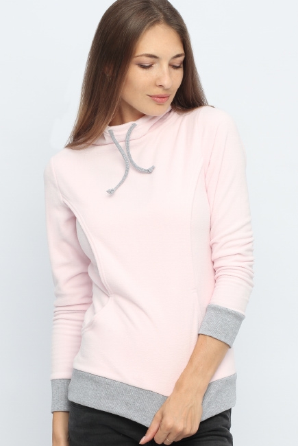 Толстовка для кормящих и беременных флисовая с завязками, цвет светло-розовая