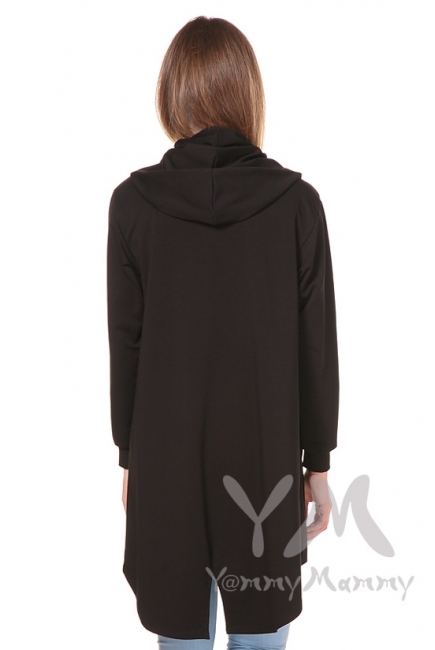 Кардиган с капюшоном для беременных и кормящих, чёрный