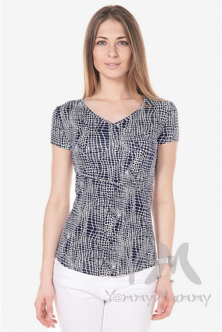 Футболка для беременных и кормящих, цвет синий с белым рисунком