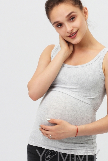 Майка для кормящих и беременных, серый меланж