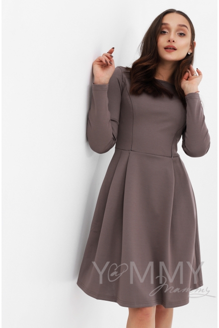 Платье для кормящих и беременных со складками, капучино