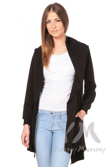 Кардиган с капюшоном для беременных и кормящих, чёрный