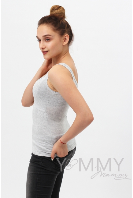 Майка для кормящих и беременных, серый меланж