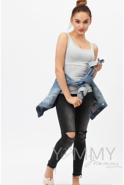 Майка для кормящих и беременных, серый меланж