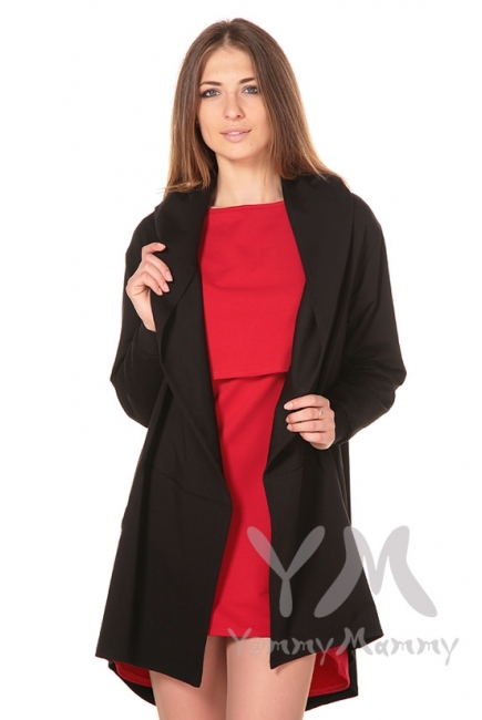 Кардиган с капюшоном для беременных и кормящих, чёрный