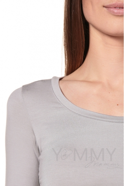 Лонгслив из модала для беременных и кормящих, серый жемчуг