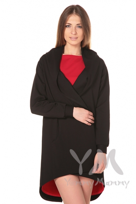 Кардиган с капюшоном для беременных и кормящих, чёрный