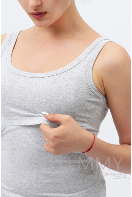 Майка для кормящих и беременных, серый меланж