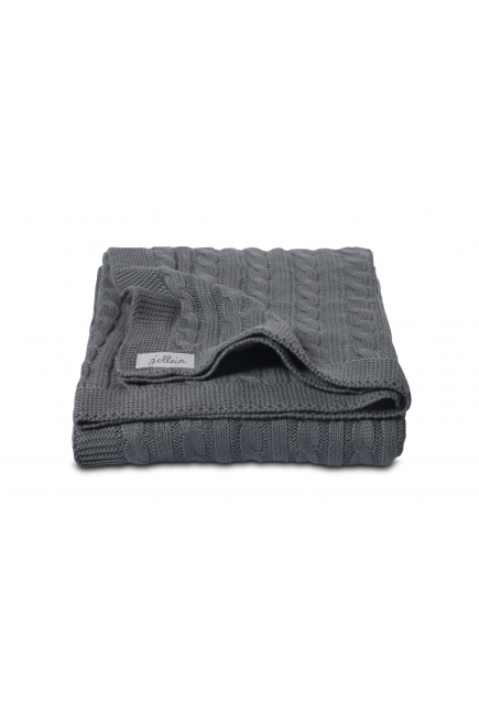 Вязаный плед для новорожденных (косичка), "антрацит", большой