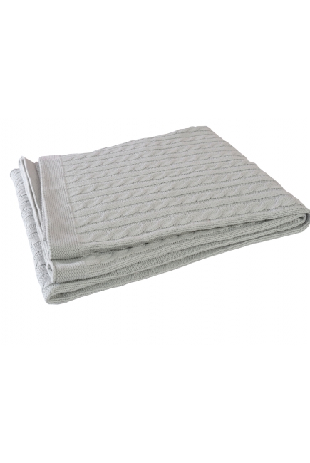 Вязаный плед для новорожденных (косичка) Jollein, "светло-серый", большой