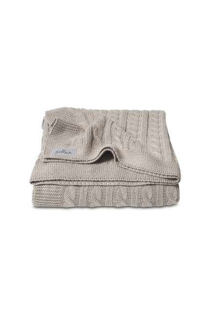 Вязаный плед для новорожденных (косичка) Jollein, цвет "песочный", большой