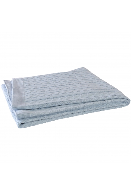 Вязаный плед для новорожденных Jollein (косичка), "светло-голубой", средний