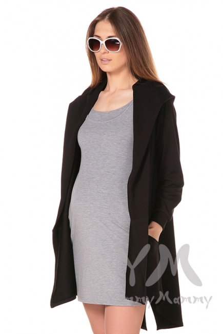 Кардиган с капюшоном для беременных и кормящих, чёрный
