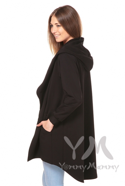 Кардиган с капюшоном для беременных и кормящих, чёрный