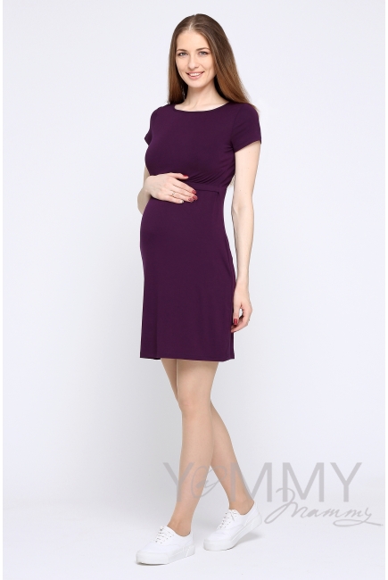 Платье для кормящих и беременных из вискозы, темно-лиловое