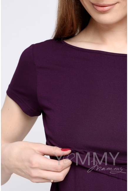 Платье для кормящих и беременных из вискозы, темно-лиловое