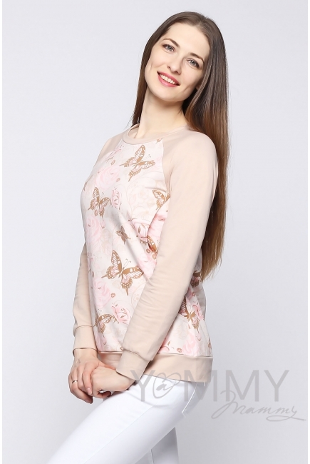 Свитшот с принтом для беременных и кормящих, светло-бежевый