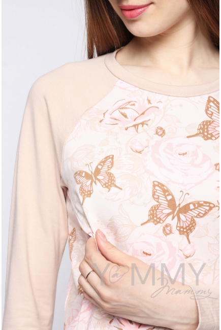 Свитшот с принтом для беременных и кормящих, светло-бежевый