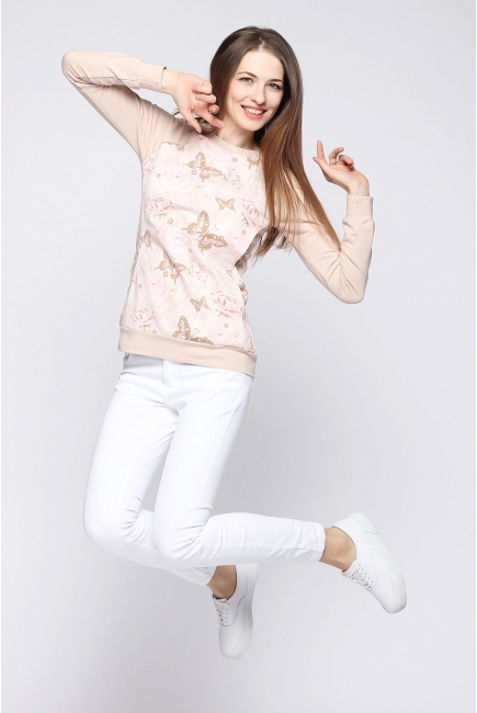 Свитшот с принтом для беременных и кормящих, светло-бежевый