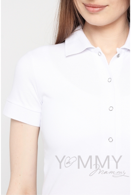 Футболка поло для кормящих и беременных, белая