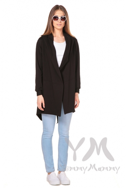 Кардиган с капюшоном для беременных и кормящих, чёрный