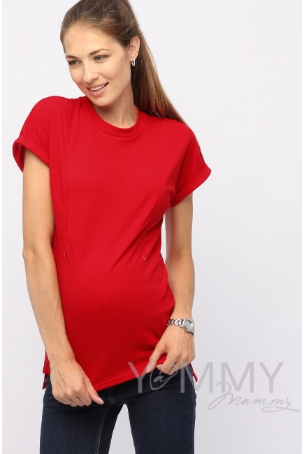 Футболка для кормящих и беременных, цвет красный