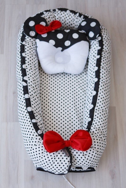 Гнездышко-кокон для новорожденных Babynest Polka Mini Dot Black